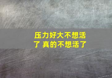 压力好大不想活了 真的不想活了